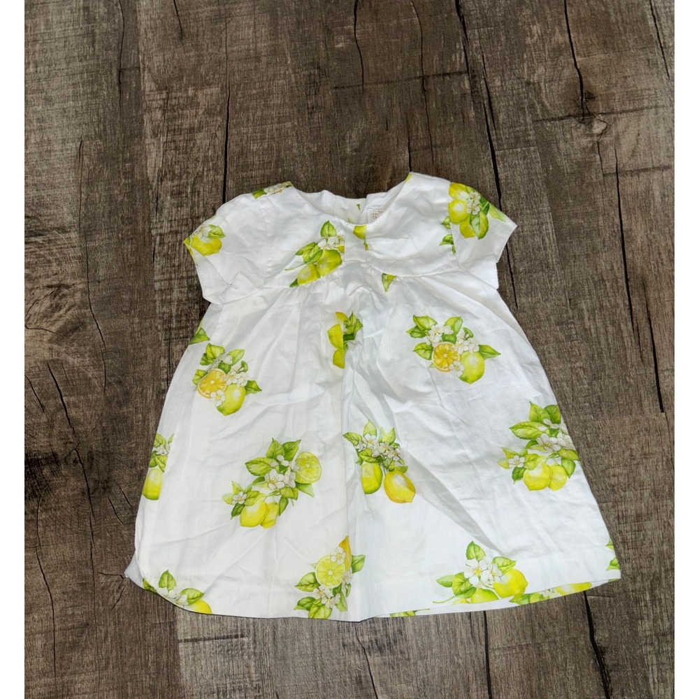 Mayoral Newborn Baby Girl Lemon Print Cotton Dress White Yellow 6-9 Months‎